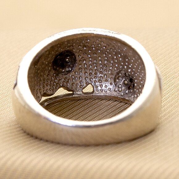 Sterling Silver Flower Ring with Enamel & CZ Stamped 925, Size 5, Floral Jewelry - Picture 5 of 9